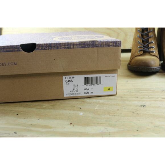 New Born Boots 7 Womens Brown Leather Cass Block Heeled Lace Up Buckle Zip - Picture 6 of 6